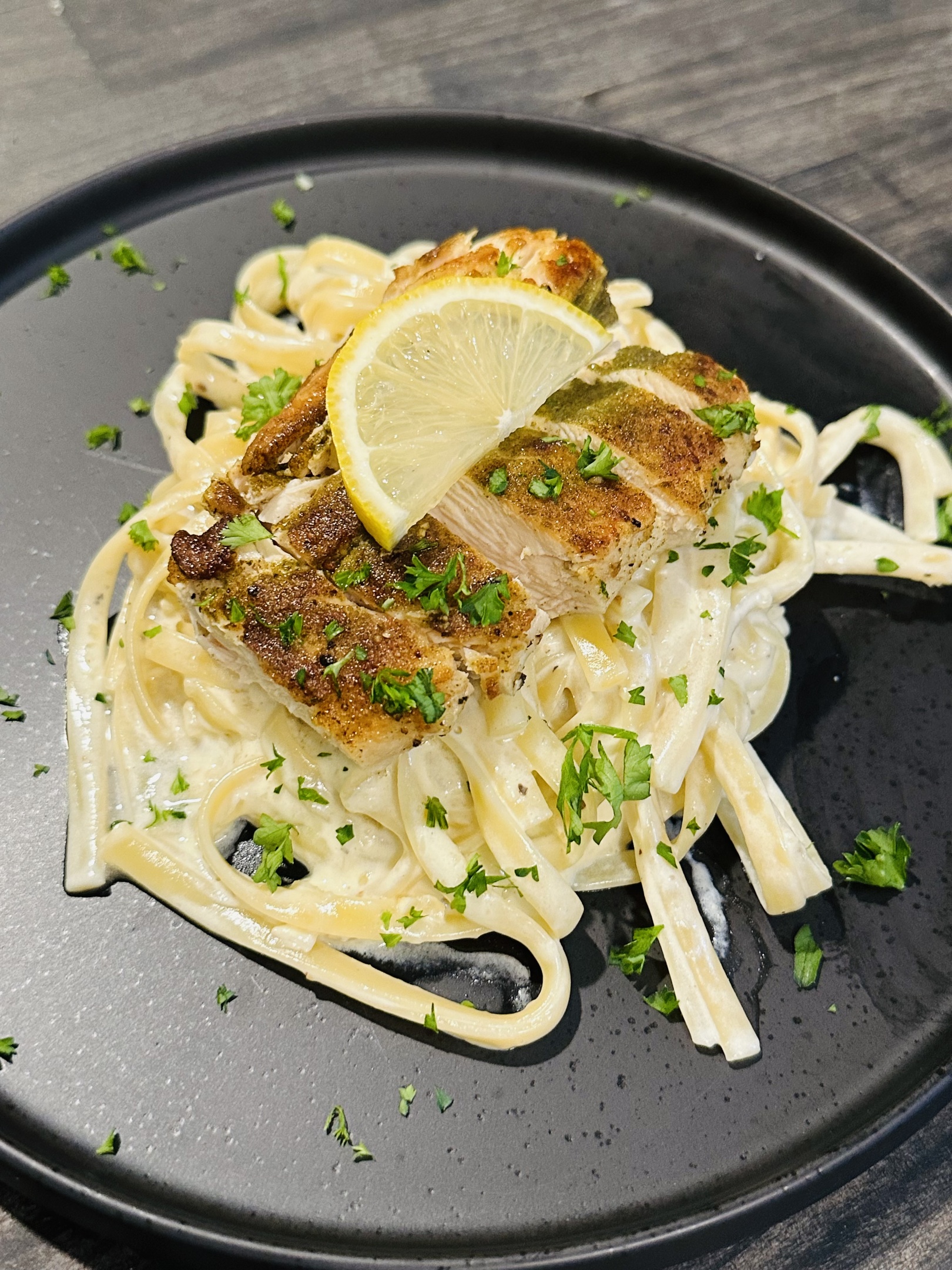 Alfredo with linguini